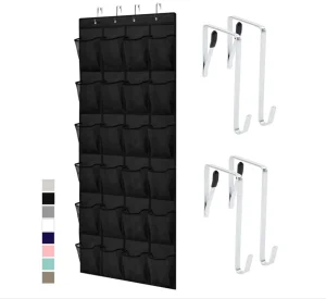 24 Large Breathable Mesh Pockets Over The Door Shoe Organizer