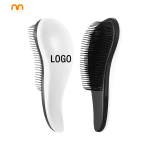 Customized Color Logo Detangling Massage Hair Comb ABS Plastic Black White Hair Brush Hairdressing Styling Tools