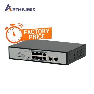 8 Port Gigabit PoE Switch 120W 802.3af/at with 2 Uplinks Built-in Power Supply 6KV Lightning Protection Desktop Network Switch