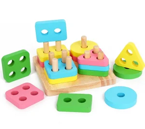 Wooden Shape Sorting Stacking Toy
