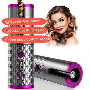 Customized Private Label Cordless USB Rechargeable Automatic Hair Curler Set LCD Digital Display 3 Temperature Household Hotel