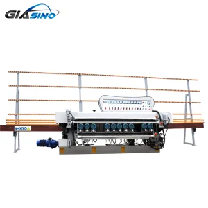 9 Motors Glass Straight Line Round Edging Polishing Machine with PLC Custom Made Accept