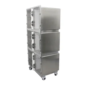 Jaula Clásica Veterinaria 304 de Acero Inoxidable para Gatos y Animales Pequeños 3-Level Construcción con Diseño Cerrable Área de Baño Aislada