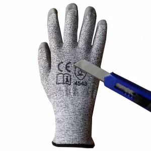 HPPE Cut Resistant Level 5 PU Coated Gloves