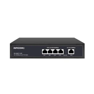 Durable Quality Gigabit PoE Switch 4 PoE Ports 1 Uplink Port 10/100/1000Mbps DC52V65W POE Switch 4 Port