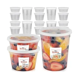 16/24/32oz Clear PP Soup Cup Deli Container Takeout Leakproof Disposable Food Storage Bowl with Lids