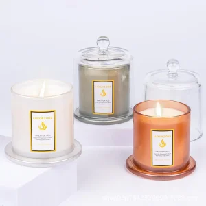 Wholesale Customized Clear Empty Luxury Glass Candle Jars and Containers with Lid Glass Dome Bell Candle Jars with Glass Cover Christmas Gift