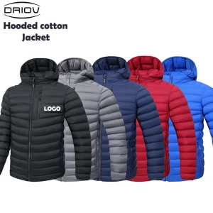 2025 New Winter Warm Men's Down Cotton Quilted Jacket Hooded Thickened Puffer Coat Custom Logo