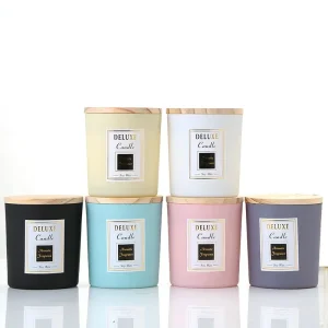 Wholesale Frosted Glass Votive Candle Holders Glass Candle Jar with Wood Lid and Metal Cap