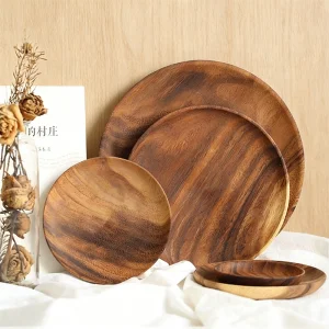 Prato de Jantar de Madeira Natural Personalizado com Logo