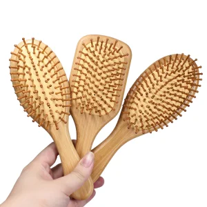 2026 Natural Organic Comb Customized logo Natural Bamboo Hair Brush Biofriendly airbag Hairbrush