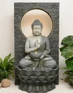 Indoor Buddha Statue with Lotus Pedestal Zen Ornaments Buddha Decor Gifts