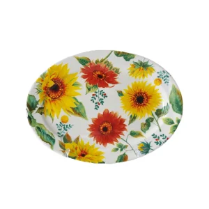 Discount Sunflower & Vibrant Floral Oval Ceramic Platter Suppliers, Exporters