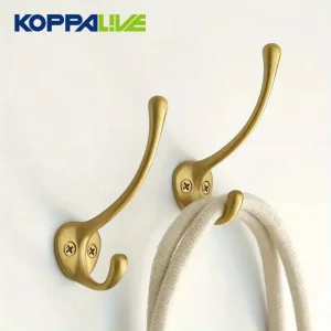 Koppalive Brass Coat Hooks Rustic Style Door Mount Hanger for Clothes, Hats Bathroom &amp; Wardrobe Wall Mounted Double Hook
