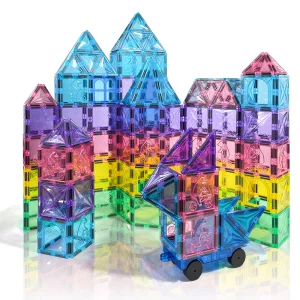 100 Pcs 3D Magnetic Tiles Creative STEM Learning Construction Block Set Educational Building Magnet Toys for Baby Kids Gift Idea