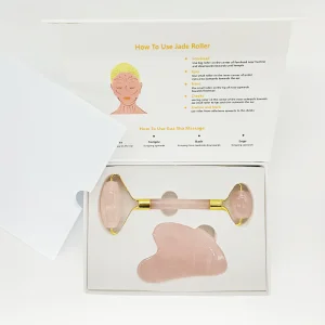 Handheld Natural pink Rose Quartz Crystal Face Massage