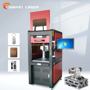 JUNFEI CE Fully Enclosed 1064nm Fiber Laser Marking Machine 20W/30W/50W/100W EZCAD Control Metal/Pcb Parts Industry AI/DWG/DST