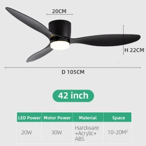 Ceiling Fan Natural Wind Wooden Blades 60 Inches Ceiling Fan with Remote