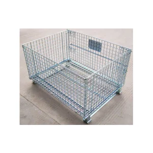 Heavy Duty Collapsible Wire Mesh Storage Cage with Wheels | Industrial Stackable Steel Warehouse Container