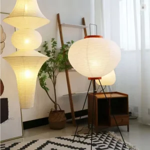 Japanese Noguchi Rice Paper Lamp Nordic Retro Living Room Bedroom Home Decoration Bedside Standing Lamp