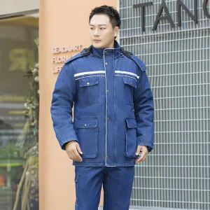 Cotton-padded Winter Workwear Men's Fleece-lined Thickened Cotton Padded Bomber Jacket Wear-resistant Anti-scalding Welder's