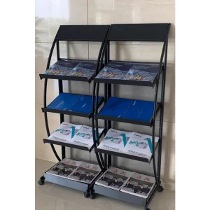 Customized Logo Floor Type Retail Store Metal Information Book Newspaper Brochure Magazine Display Rack