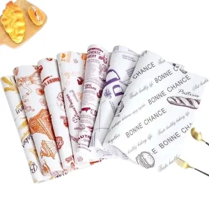 Personalized Custom Size Logo Printing Food Grade Biodegradable Hamburger Oil Resistant Greaseproof Packaging Paper Virgin Wood