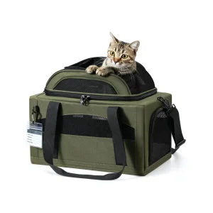 Green Waterproof Small Animals Oxford Zipper Pet Cat Carrier Bag Travel Products