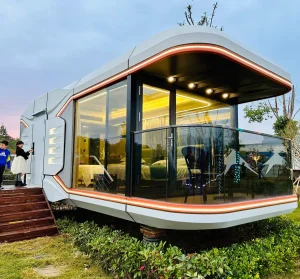 Midcentury Modern Design Luxury Container House For Outdoor Home Bar &amp; Dining High Voltage Power System Customizable Sizes