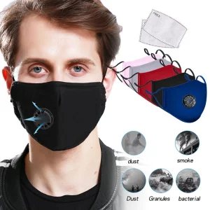 Reusable Cotton 3 Layers Face Mask with Valve and Pm2.5 Filter