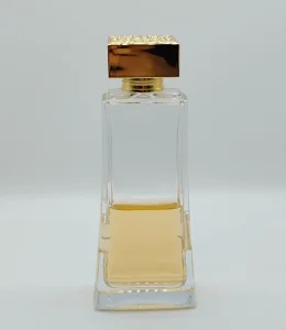 Tall High Quality Pattern Rectangle Glass Perfume Bottle Crimp Neck Cap Pump