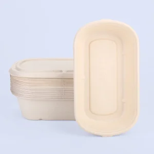 Eco Food Packaging Boxes Biodegradable 1000ml White Lunch Boxes With Lid Disposable Bento Food Container Boxes