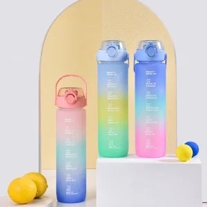 1L 32 Oz Custom Plastic Straw Strainer BPA Free Sports Drinking Bottles Water Bottle with Custom Logo