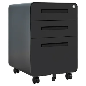 Metal Lockable Mobile Pedestal Steel Office Mobile Filing Cabinet Round Corner File Cabinet Under Desk Steel Cabinet with Drawer