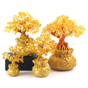 Crystal Money Bag Tree Resin Feng Decor Ornament Lucky Wealth Crystal Tree Home Craft Decoration Wholesale
