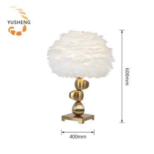 Factory Modern Nordic Luxury Decorative Bedside Restaurant Home Hotel Led Table Lamp Feather Shade Desktop Light
