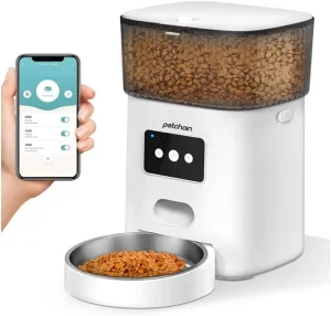 Petchain 4L WiFi Pet Food Dispenser with Low Food Alarm 10s Voice Recorder Feeding Schedule Automatic Cat Feeder