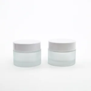Eco Friendly Cosmetic Jars 15g 30g 50g 100g Luxury Frosted Glass Cream Jar with Lid for Body Butter Packaging