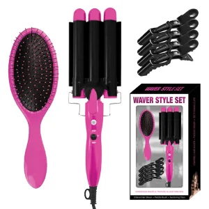 Hair Waver with 3 Barrel Hair Curler Brush and Alligator Clips