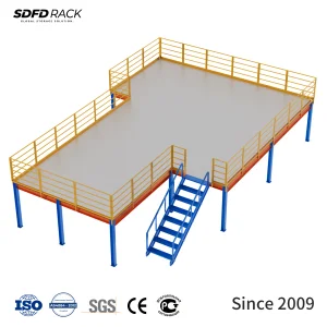High Warehouse Mezzanine Floor With Stairway Space-Saving Heavy-duty Steel Structure Mezzanine Platform