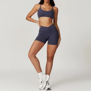Eco-friendly Recycled Tight and Quick-drying Yoga Suit Outer Wear Running Sports Short Suit Beauty Back Fitness Clothing Female