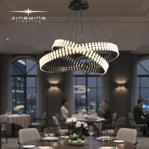 Creative Double-Layer Circular LED Pendant Light Ambient Lamp for Villa Living Rooms &amp; Business Negotiation Areas