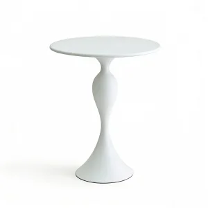 White Modern Side Table Minimalist Pedestal Accent Table Round End Table for Living Room Bedroom Home Decor