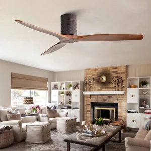 Modern Indoor 52 Inch Mounted Solid Wood Hugger BLDC Ceiling Fan