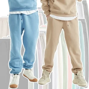 Wholesale Custom Logo Winter Plain Casual Unisex Man Fleece Jogging Sweat Pants Trousers Sweatpants