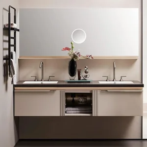 Contemporary Light Grey Double Sink Bathroom Vanity for Modern Homes
