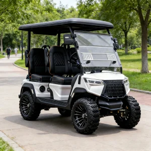 Newly Designed 4 Seater Beach Shuttle LSV (Low Speed Vehicle), Sand-Ready Electric Golf Cart for Coastal Resort Tours