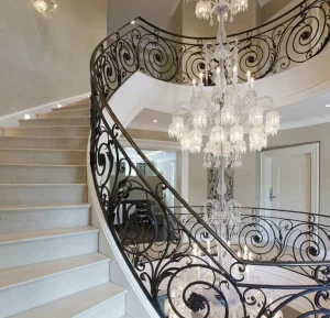 Modern Wrought Iron Artistic Pattern Staircase for Villas DIY Installation Stainless Steel Railings for Deck Flooring Railings