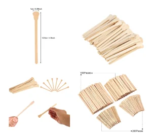 Custom Wooden / Bamboo Small Mini Spatula Cosmetics Spatulas Disposable Medical Wooden Spatula Cosmetic