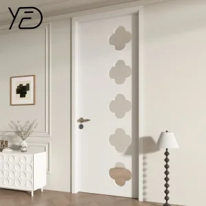 China Factory Customized Premium Solid Wood Entrance Wooden Door with Elegant Glass Design